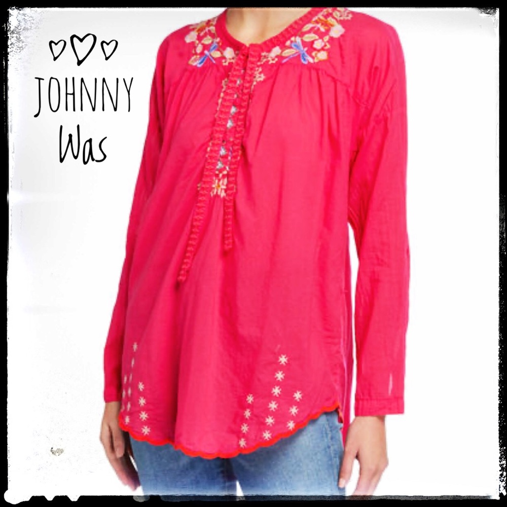 Johnny Was Boho Chic Dragonfly Embroidered…